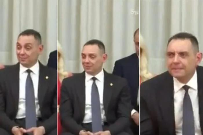 Video virale në Serbi: Vuçiç në konferencë, Vulin qesh dhe flet me veten