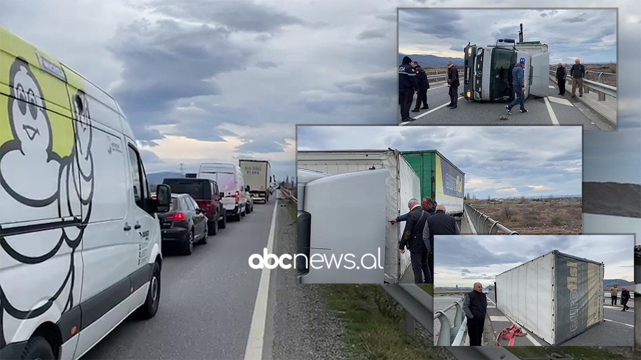 Era e fortë rrëzon kamionin në aksin Lezhë-Laç