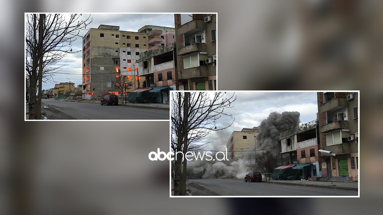 Zjarr, tym dhe tronditje! Momenti kur hidhet në erë me 20 kg eksploziv pallati në Durrës