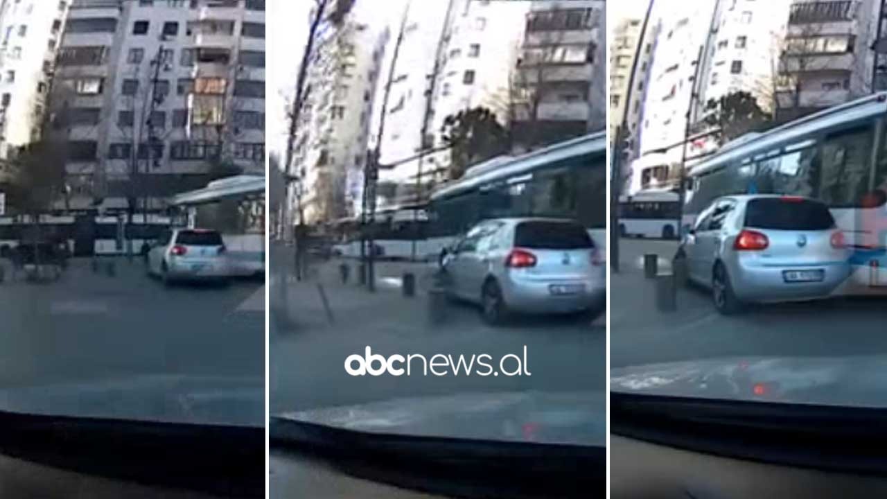 VIDEO/ Sa dolën nga semafori, përplasen “Golf-i” dhe autobusi në Tiranë