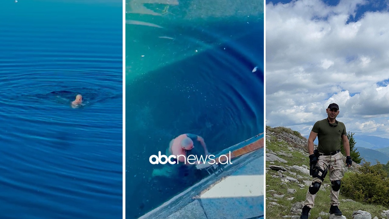 U bë viral pasi puthi fëmijën që do t’i shembej shtëpia, shefi në polici tërheq sërish vëmendje, sfidon temperaturat dhe lahet në liqenin e ftohtë të Shkodrës