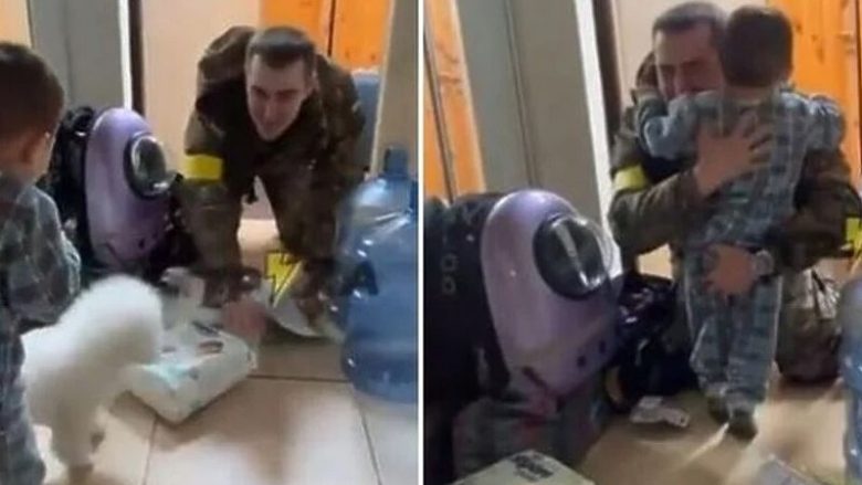 Videoja që po bën xhiron e rrjetit, momenti emocionues ku ushtari ukrainas takohet me djalin e tij