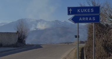 Zjarr i madh sipër fshatit Çidhën, rrezikohen pyjet e Parkut Kombëtar të Lurës
