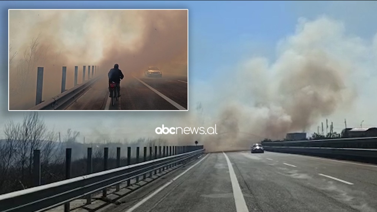 Flakë e tym pranë autostradës në afërsi të Fushë Milotit, “bllokohen” makinat, karburanti 20 metra larg