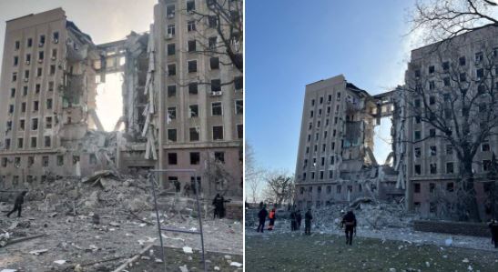 Sulmohet ndërtesa qeveritare në Ukrainë , 8 persona të bllokuar nën rrënoja