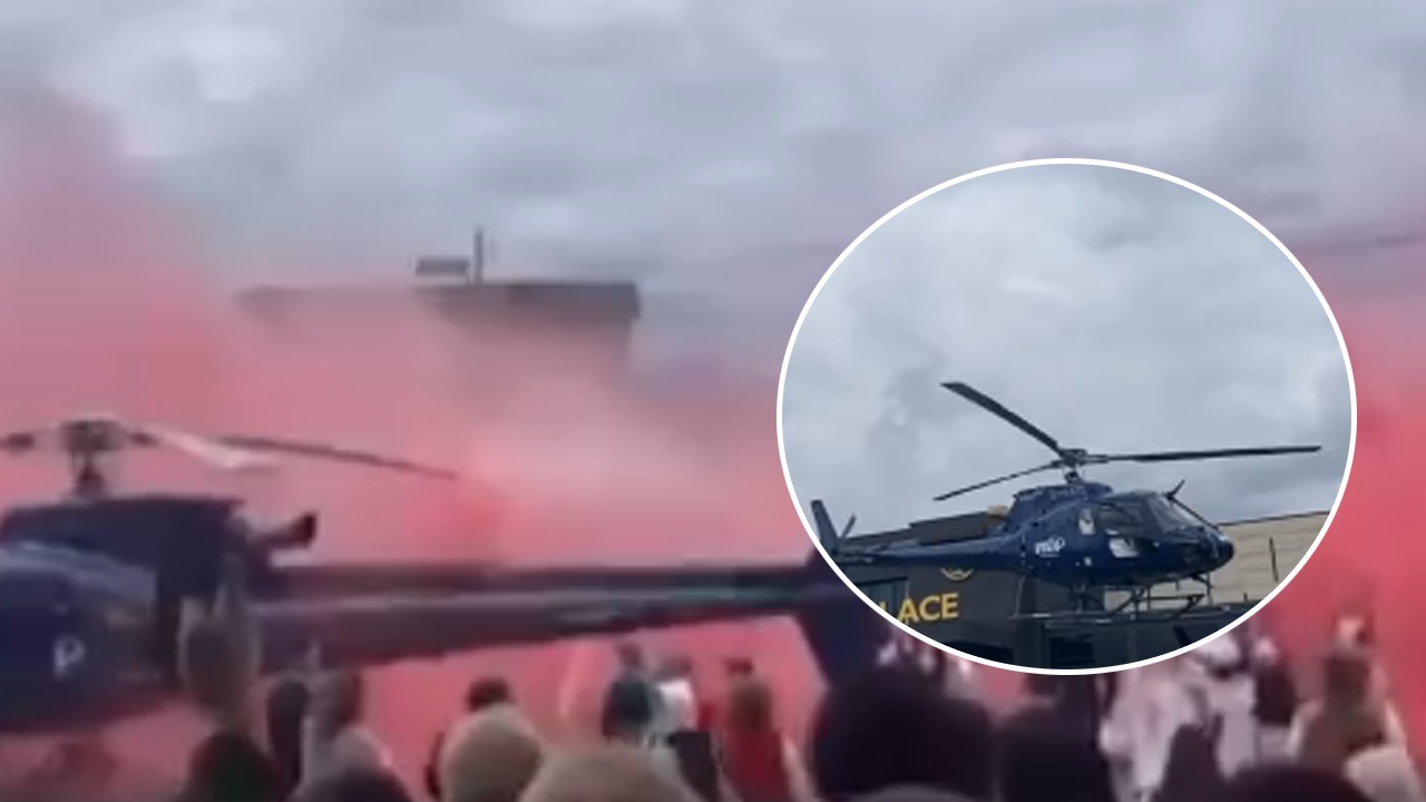 VIDEO/ Shqiptari nuk kursehet në dasmë, e merr nusen me helikopter