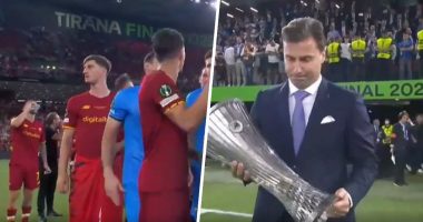 Lorik Cana dorëzon trofeun, Marash Kumbulla vishet kuq e zi në “Air Albania Stadium”