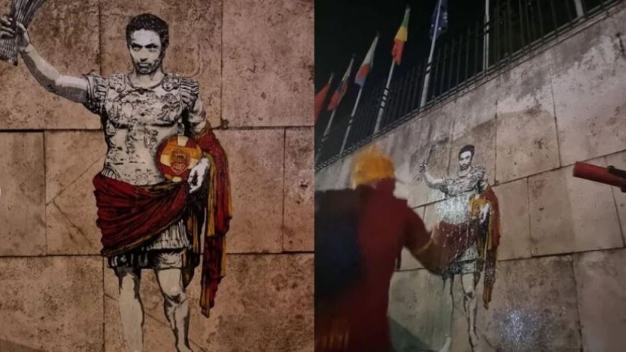 I dhuroi Romës trofeun e parë europian, tifozët romanistë e bëjnë vepër arti Mourinhon