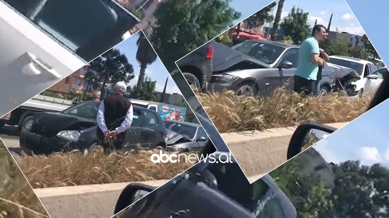 VIDEO/ Aksident masiv, përplasen 7 makina në autostradën Tiranë-Durrës