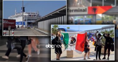 VIDEO/ Mbërrijnë dy tragetet nga Bari me tifozët e Romës, zbarkojnë 1100 pasagjerë