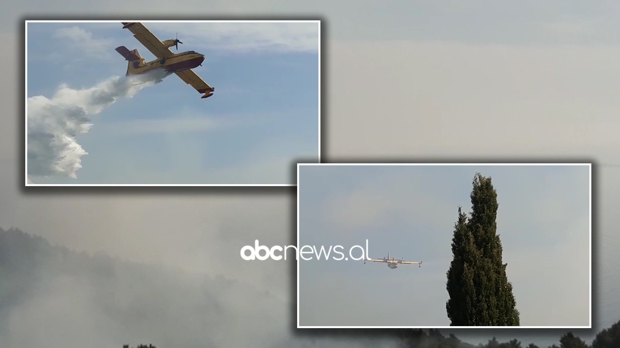 VIDEO/ Momenti kur avioni Canadair i Greqisë ndërhyn për të shpëtuar Sazanin nga flakët