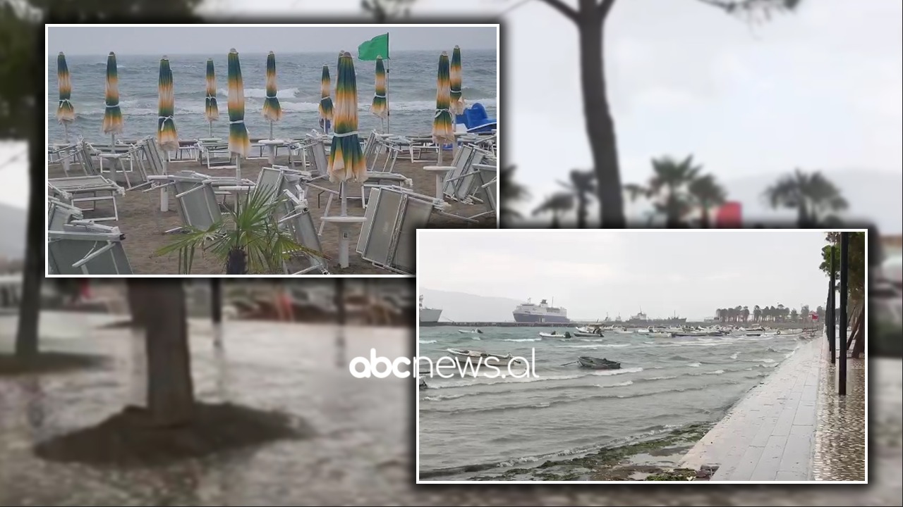 Reshje të dendura shiu dhe erë e fortë, moti i keq zbraz bregdetin në Vlorë
