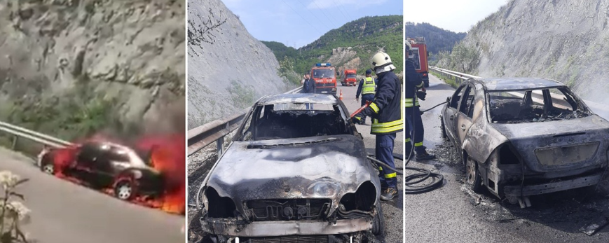 Shkrumbohet një makinë në dalje të tunelit Tiranë-Elbasan