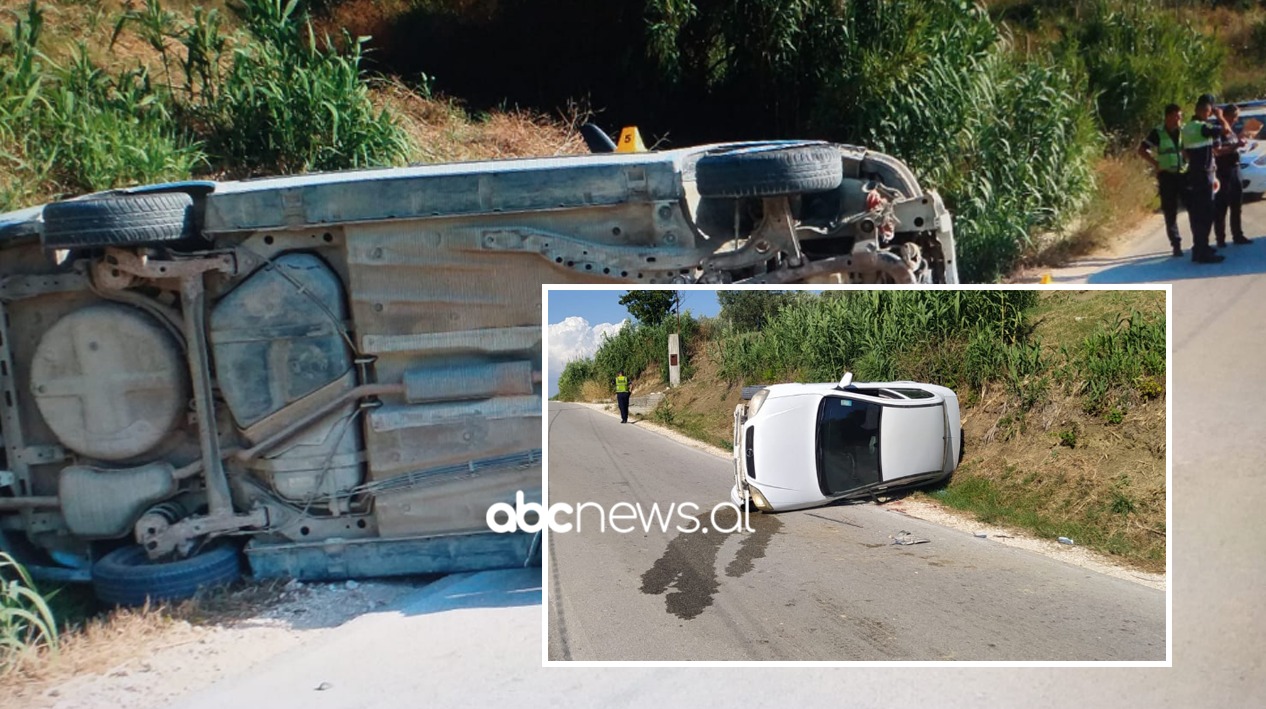 Aksident i frikshëm në Dimal, makina përmbyset në rrugë, shoferi humb njërin krah