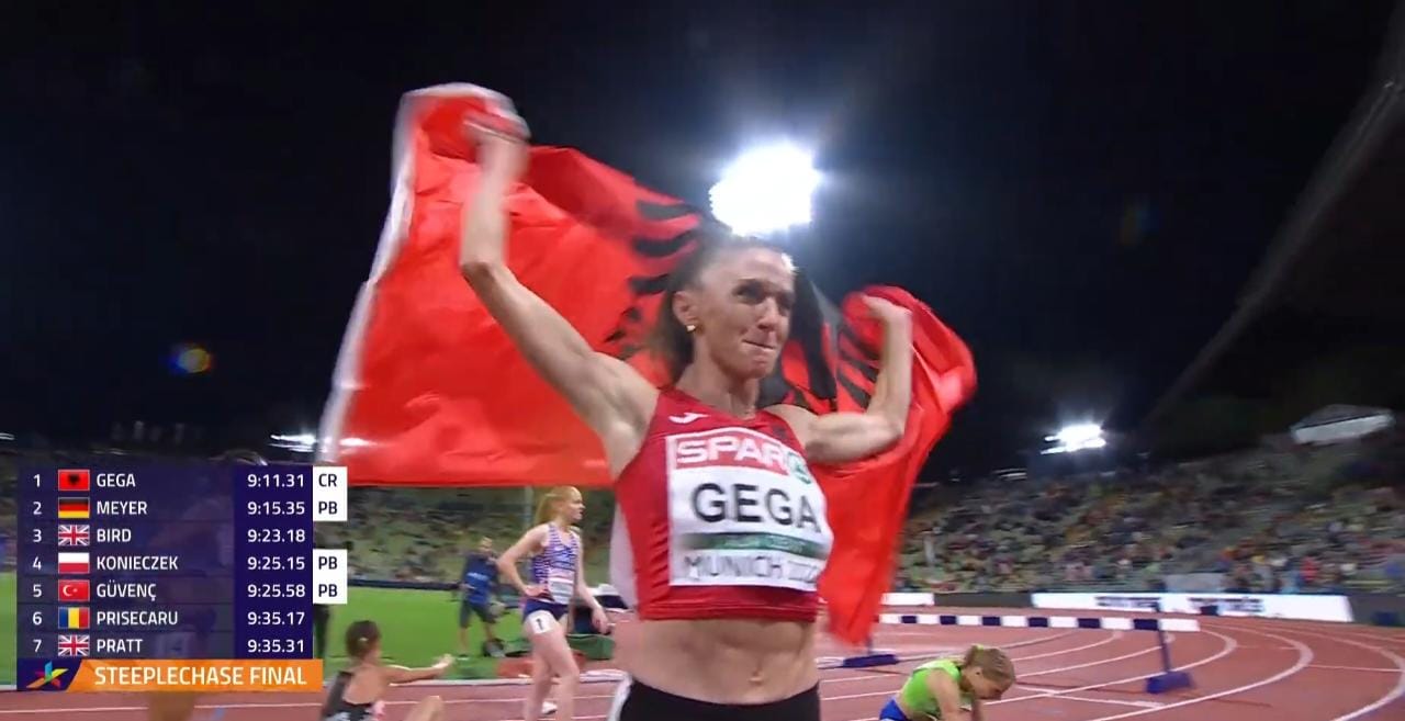Rekord absolut, Luiza Gega shpallet kampione e Evropës në 3000 metra me pengesa