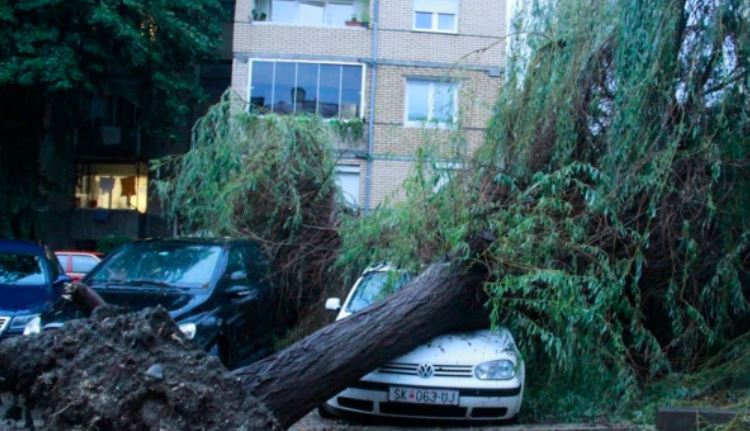 FOTO/ “Çmendet” moti në Shkup, rrugët kthehen në lumenj, pemë të rrëzuara mbi makina