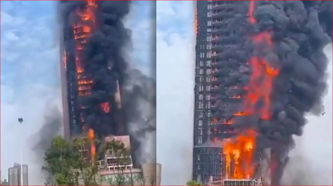 VIDEO/ Zjarr i madh në një ndërtesë 42-katëshe në Kinë