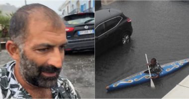 VIDEO/ Shiu kthen rrugët në “lumenj”, italiani shkon të votojë me kanoe
