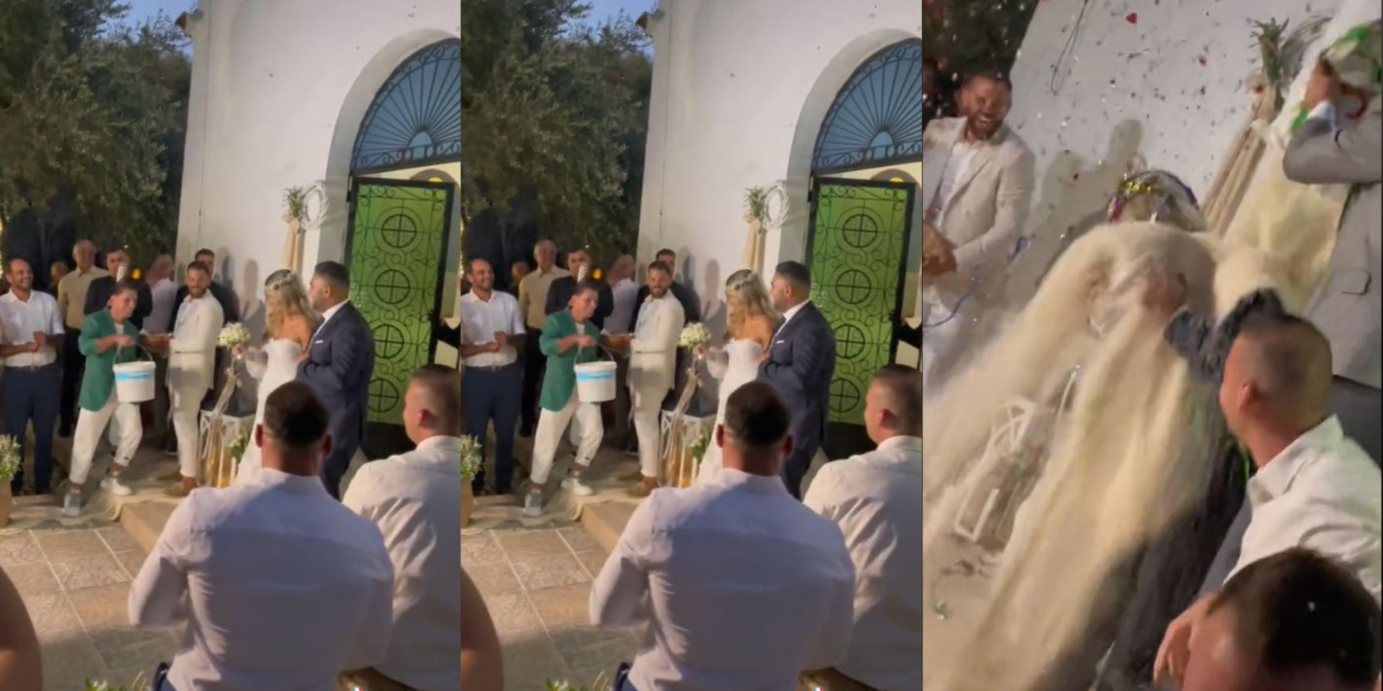 VIDEO/ Ua hodhën me kova dhe lopata, çifti “mbulohet” me oriz në dasmë