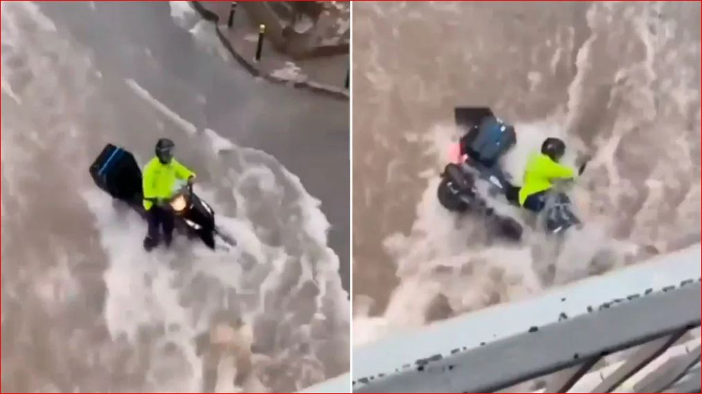 VIDEO/ “Çmendet” moti në Selanik, rrugët kthehen në lumenj, uji merr para motoristin