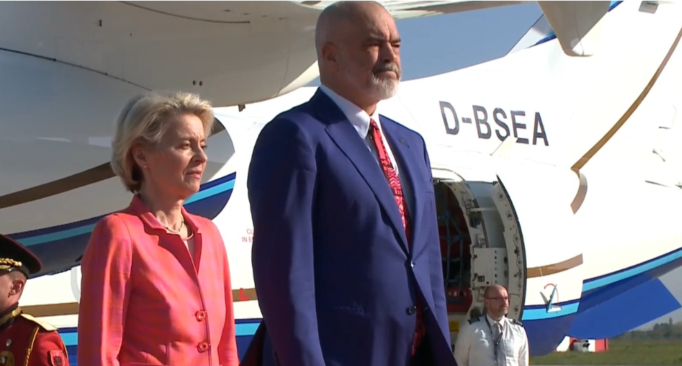 Ursula von der Leyen arrives in Albania, hosted by P.M, Rama