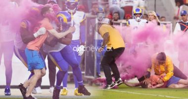 VIDEO/ Tifozi futet në fushë dhe sigurimi nuk e kap, dy lojtarë të Rugby e “groposin” në tokë