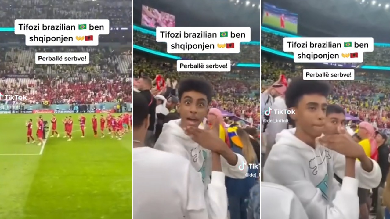 VIDEO/ Serbia “humb” edhe në shkallët e stadiumit, tifozi brazilian përshëndet me shqiponjën dykrenare