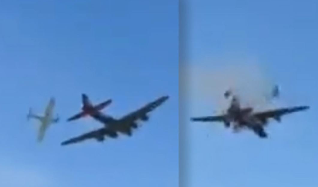 VIDEO/ Tragjedi në ajër, bombarduesi B-17 përplaset me avionin e vogël