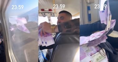 VIDEO/ Befason këngëtari shqiptar, hedh shuma të mëdha parash nga helikopteri