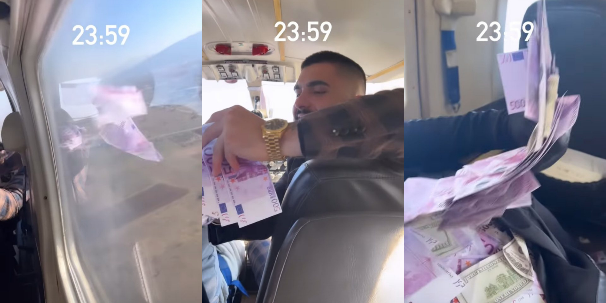 VIDEO/ Befason këngëtari shqiptar, hedh shuma të mëdha parash nga helikopteri