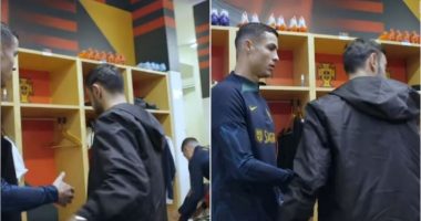 VIDEO/ Pamje virale në dhomat e zhveshjes të Portugalisë, Bruno Fernandes mezi e përshëndet CR7