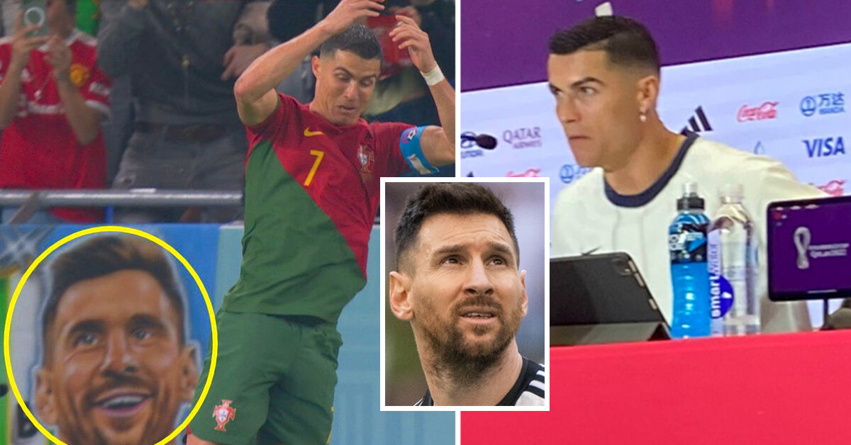 FOTO/ Festoi përballë portretit të Messit, reagon Ronaldo