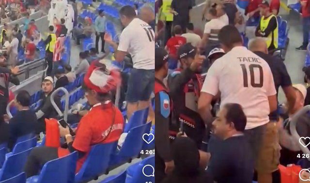 VIDEO/ Momenti kur serbët “qahen” tek sigurimi për qeleshet me shqiponjë në shkallët e stadiumit