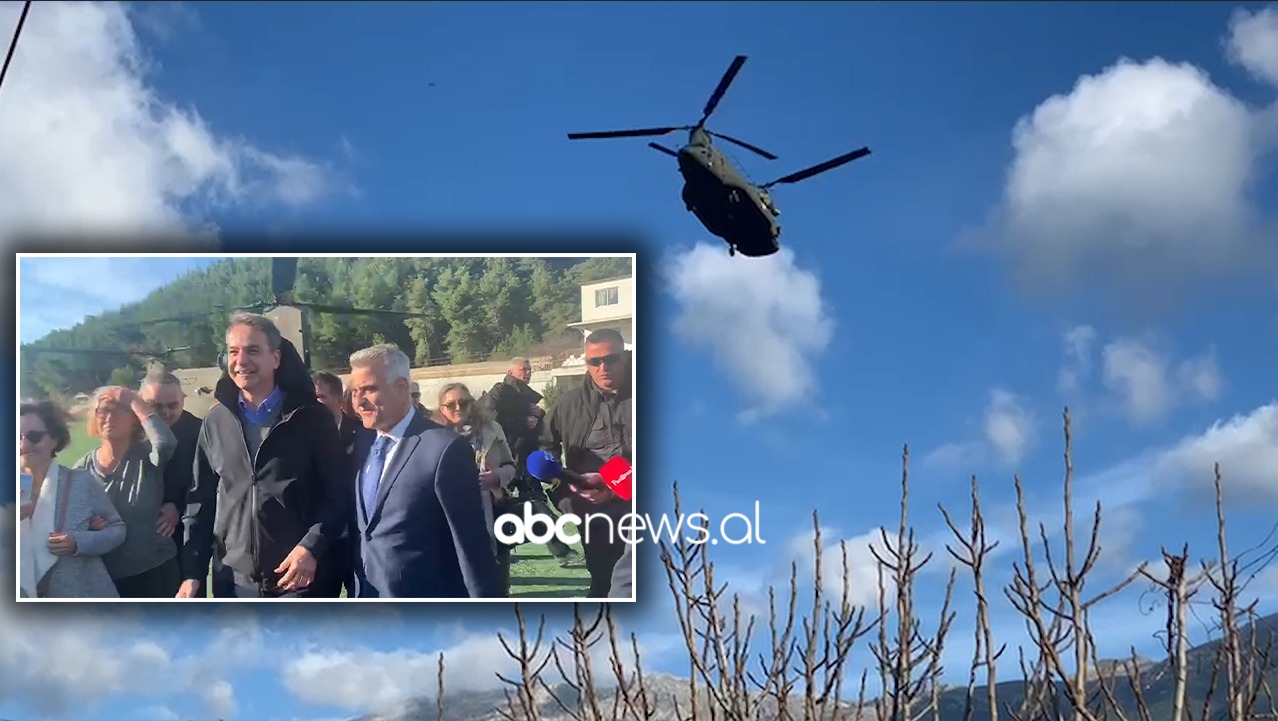 VIDEO/ Mitsotakis mbërrin në Himarë me helikopter ushtarak