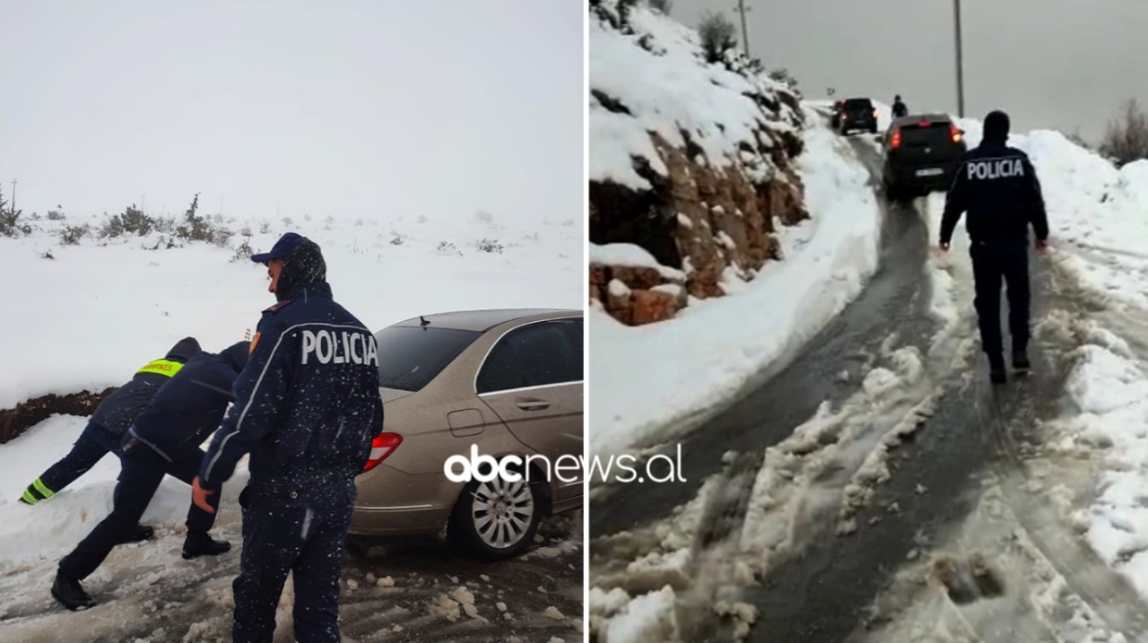 Dëbora bllokon automjetet në Malin e Tomorrit, policia niset për t’i ardhur në ndihmë