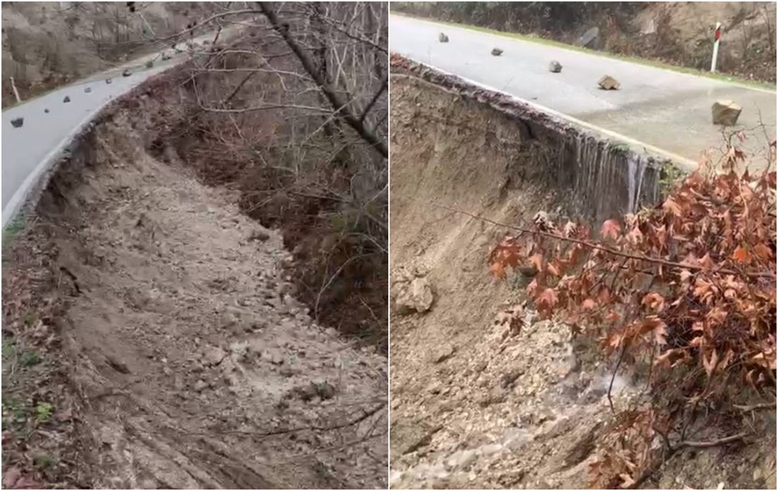 Rrëshqitje dherash për shkak të reshjeve, aksi rrugor në Vlorë gati të shembet