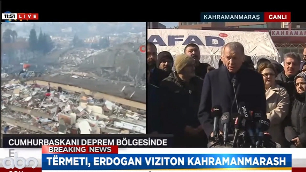 Erdogan zbret në zonat e katastrofës, përfshirë edhe epiqendrën e tërmetit
