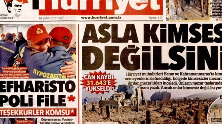 “Efharisto poli file”/ Gazeta turke falenderon Greqinë për ndihmën pas tërmetit