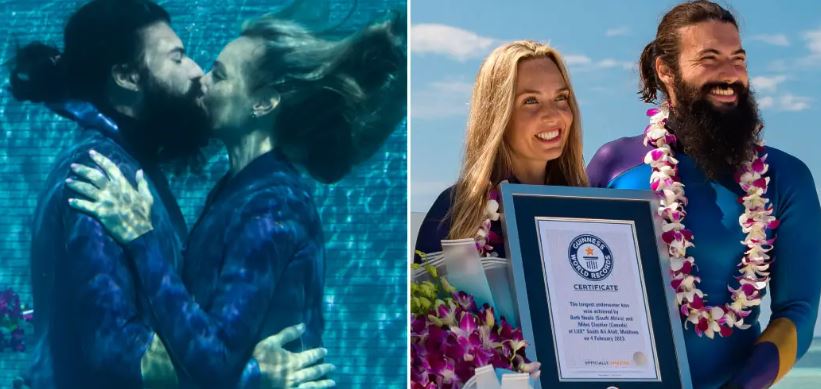 Çifti thyen rekordin Guinness për puthjen më të gjatë nënujore në ditën e Shën Valentinit