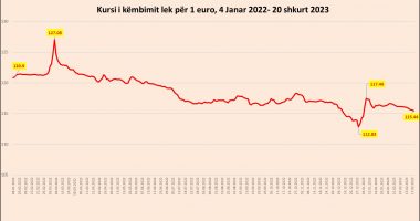 Euro e nis edhe këtë javë me rënie, prek nivelin më të ulët prej datës 4 janar