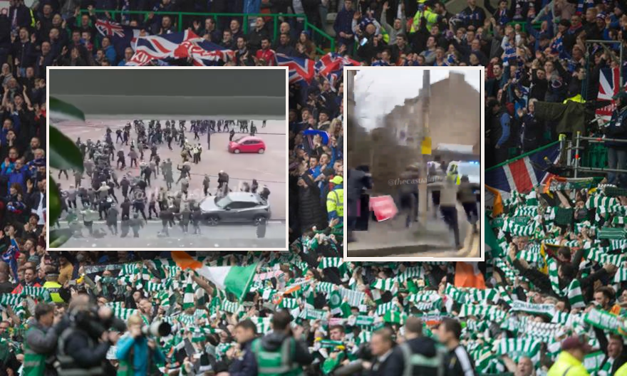 VIDEO/ Përplasje të ashpra mes tifozëve të Rangers dhe Celtic
