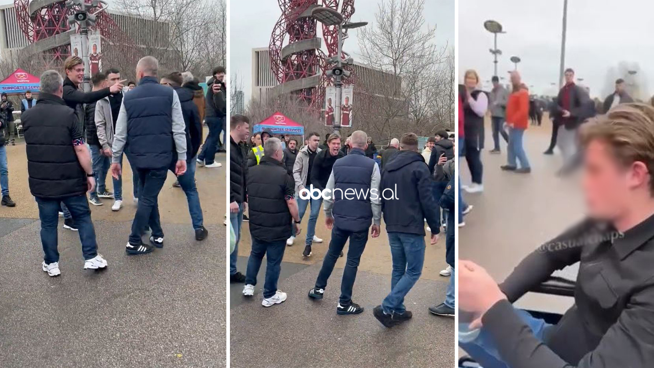 VIDEO/ Përplasje jashtë stadiumit, tifozi i Chelsea përfundon në karrige me rrota pas grushtit të marrë nga fansi i West Ham