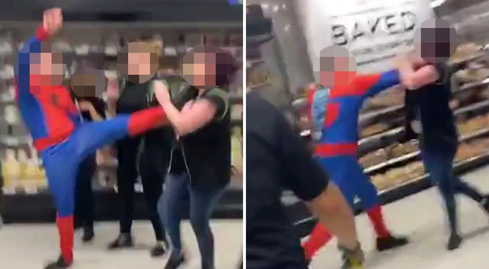 “Spiderman-i” çmendet në supermarket, fillon të godasë punonjësit ashpër