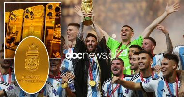 FOTO/ Messi “hap thesin”, u dhuron lojtarëve dhe stafit të Argjentinës iphone 24 karatësh