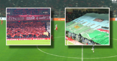 FOTO/ Shikoni koreografitë e ultrasve në derbi, tifozët e Tiranës provokojnë me mesazhin