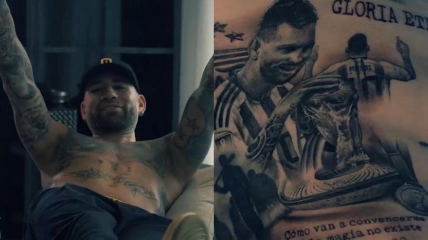 E pabesueshme: Otamendi ka bërë tatuazh Messin duke prekur Kupën e Botës