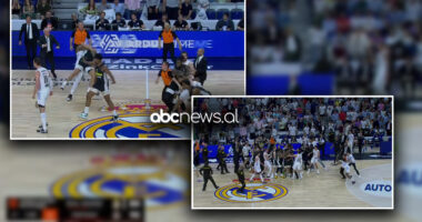 VIDEO/ Basketboll, Real Madrid-Partizan: Parketi kthehet në arenë boksi, sherr masiv mes dy skuadrave