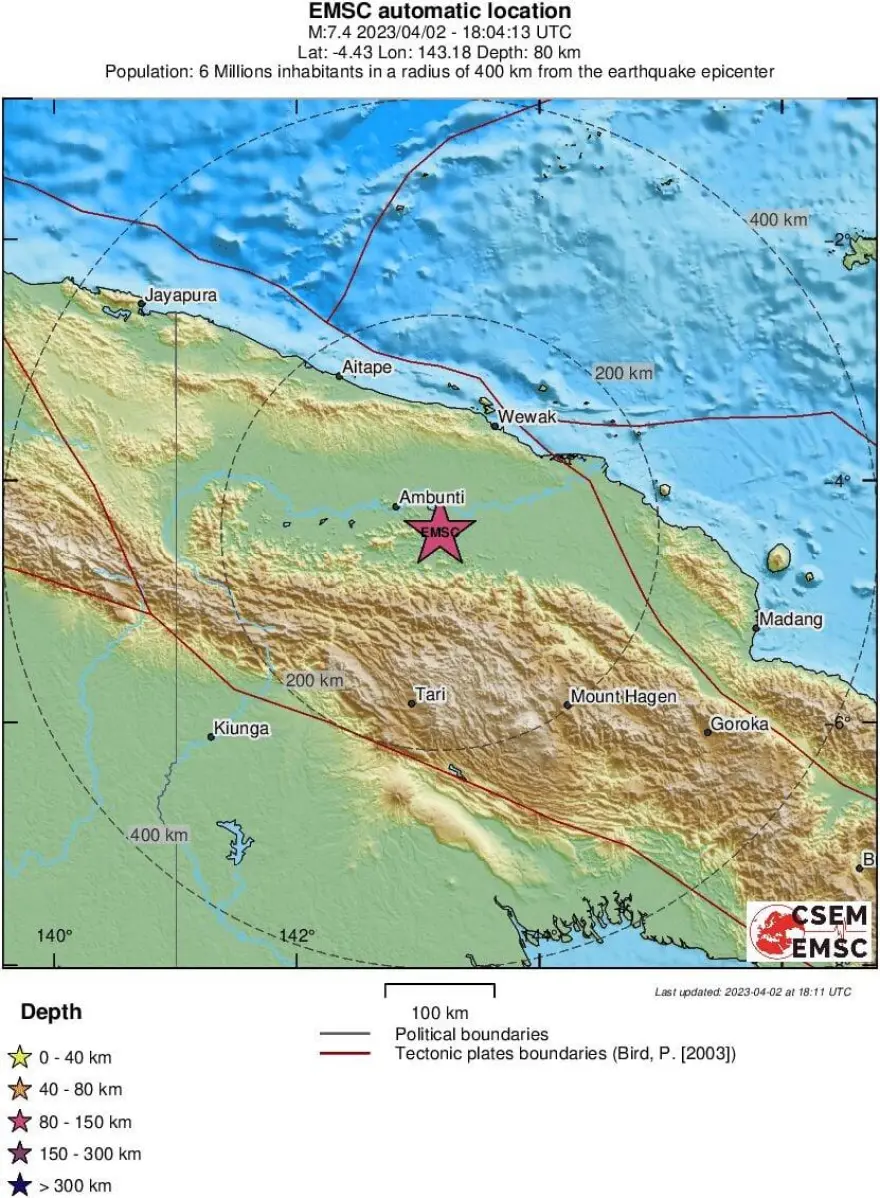 Tërmet i fuqishëm me magnitudë 7.1 godet Papua Guinea e Re