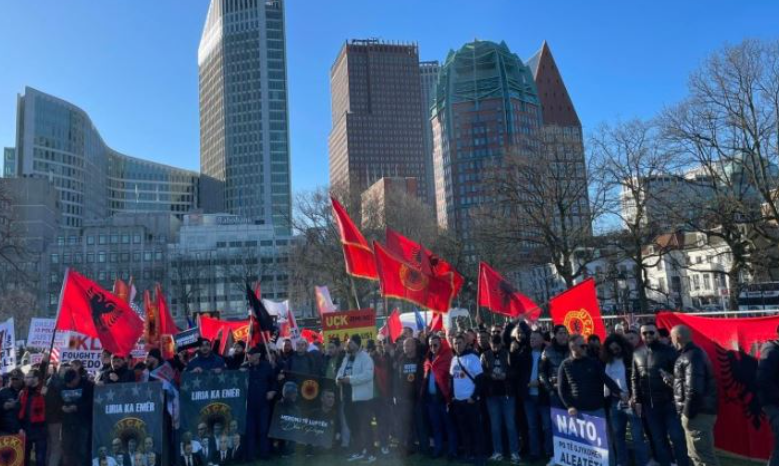 Albanian diaspora protest in support of ex-KLA leaders
