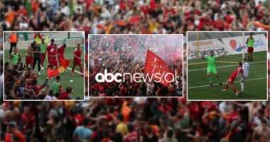 FOTO/ Partizani shpallet kampion p&euml;r t&euml; 17-&euml;n her&euml;, shikoni fest&euml;n e &ldquo;&ccedil;mendur&rdquo; t&euml; tifozeris&euml; s&euml; &ldquo;demave&rdquo;